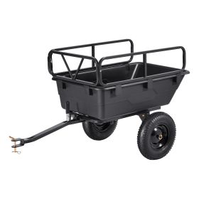 VEVOR Garden Utility Trailer, 10 Cu. Ft 500lbs, ATV UTV Hauling Trailer, Tow Behind Poly Dump Cart with 16" Tires, Hand Pull or Foot Pedal