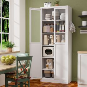 72" Metal Kitchen Pantry Cabinet with Doors & Shelves, Tall Heavy-Duty Adjustable Storage Organizer