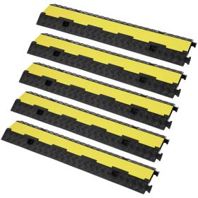 VEVOR 5-Piece Rubber Cable Guard, Dual Channel, 12000 lbs per Axle Load Capacity, Durable Hose & Wire Protection Ramp for Driveways