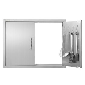 VEVOR BBQ Access Door, 31W x 24H Inch Double Outdoor Kitchen Door, Stainless Steel Flush Mount Door, Double Wall Vertical Door with Handles and H