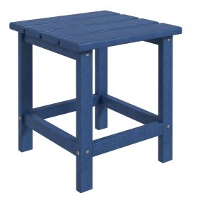 Patio Side Table, 15" Square Outdoor End Table, HDPE Plastic Tea Table for Adirondack Chair, Backyard or Lawn, Blue