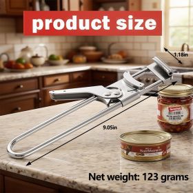 Ergonomic Adjustable Stainless Steel Jar & Can Opener - Effortless Grip for Seniors & Arthritis, Multifunctional Bottle Opener Fits Most Lids (length: long-length can opener)
