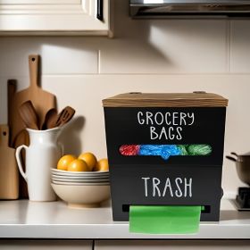 1PC Dual-Purpose Wooden Holder for Garbage Bags And Organization - Spacious (Color: Black)