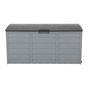 75gal 260L Outdoor Garden Plastic Storage Deck Box Chest Tools Cushions Toys Lockable Seat (Color: as picture)